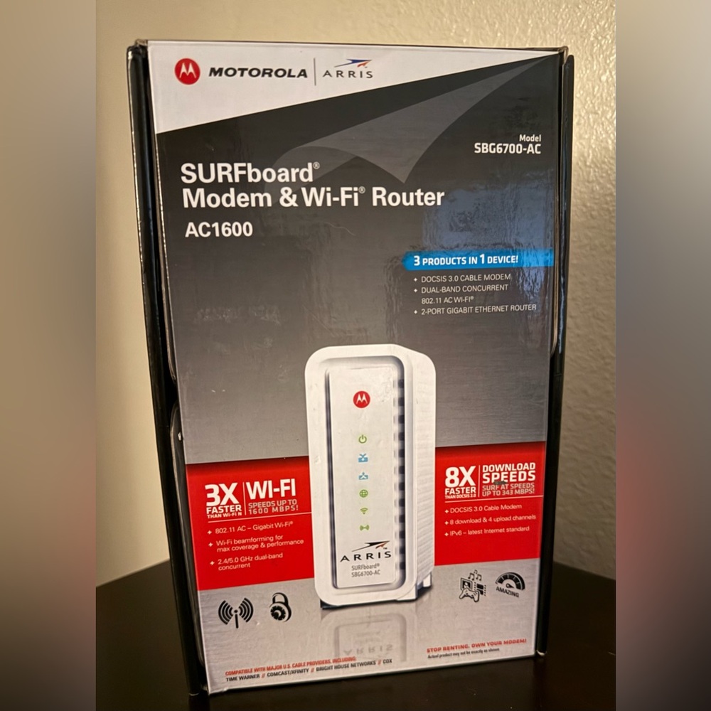 ARRIS SURFboard SBG6700-AC AC1600 Cable Modem & WiFi Router DOCSIS 3.0 Motorola - Picture 2 of 9